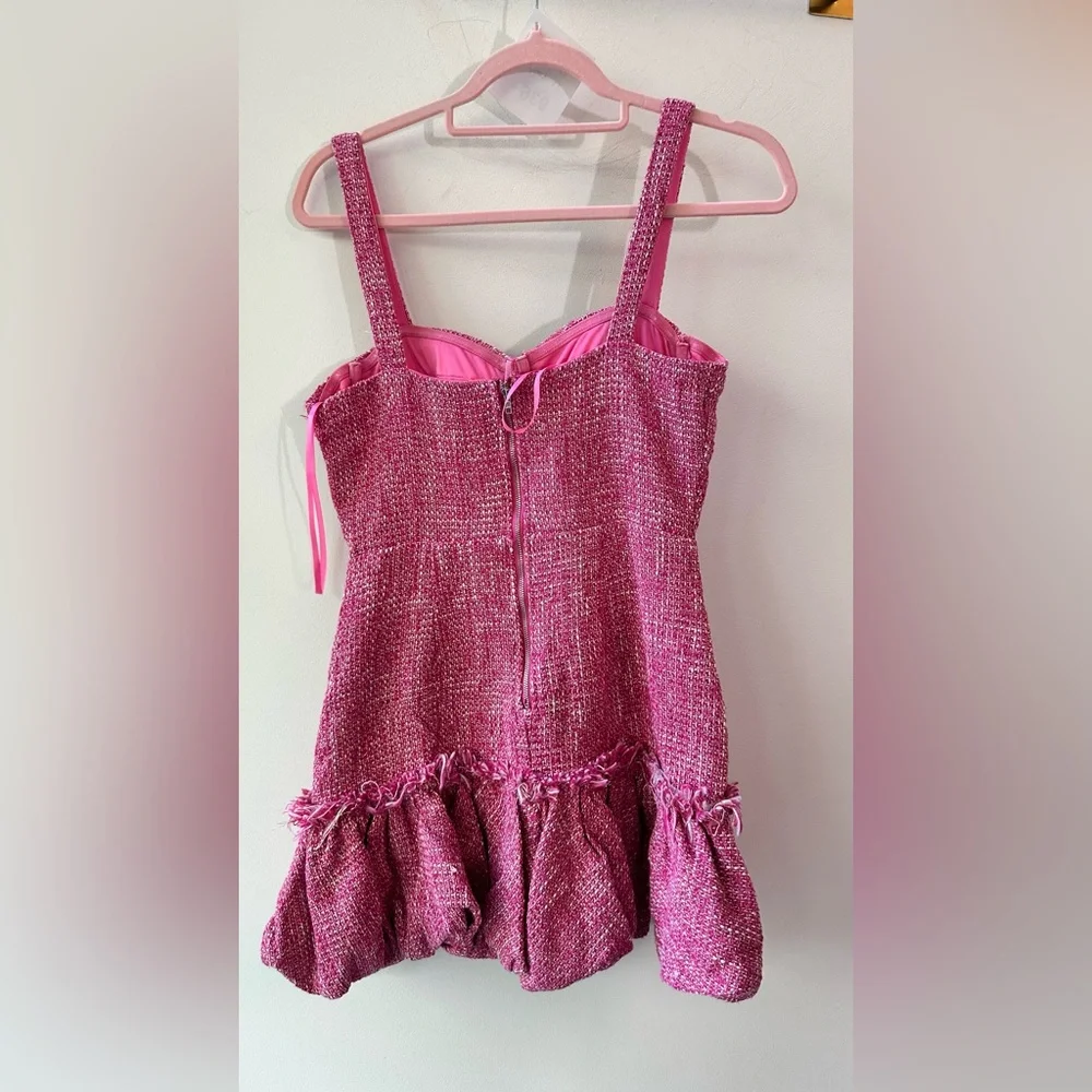 Aqua Pink Textured Ruffle Mini Dress - Picture 4 of 6